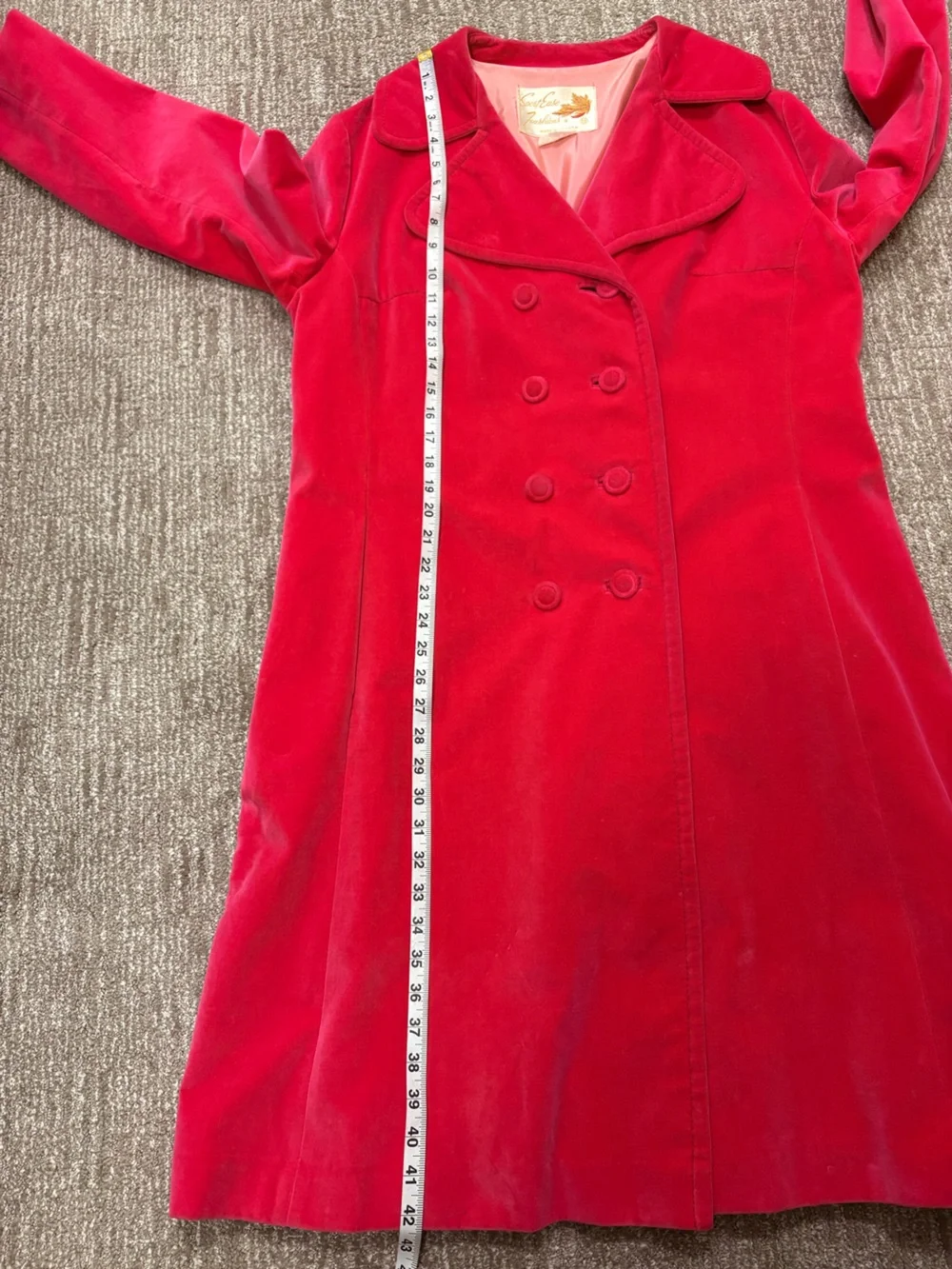 Vintage 1960s Hot Pink Velvet Mod Swing Coat Sport Ease Fashions Made in Canada
